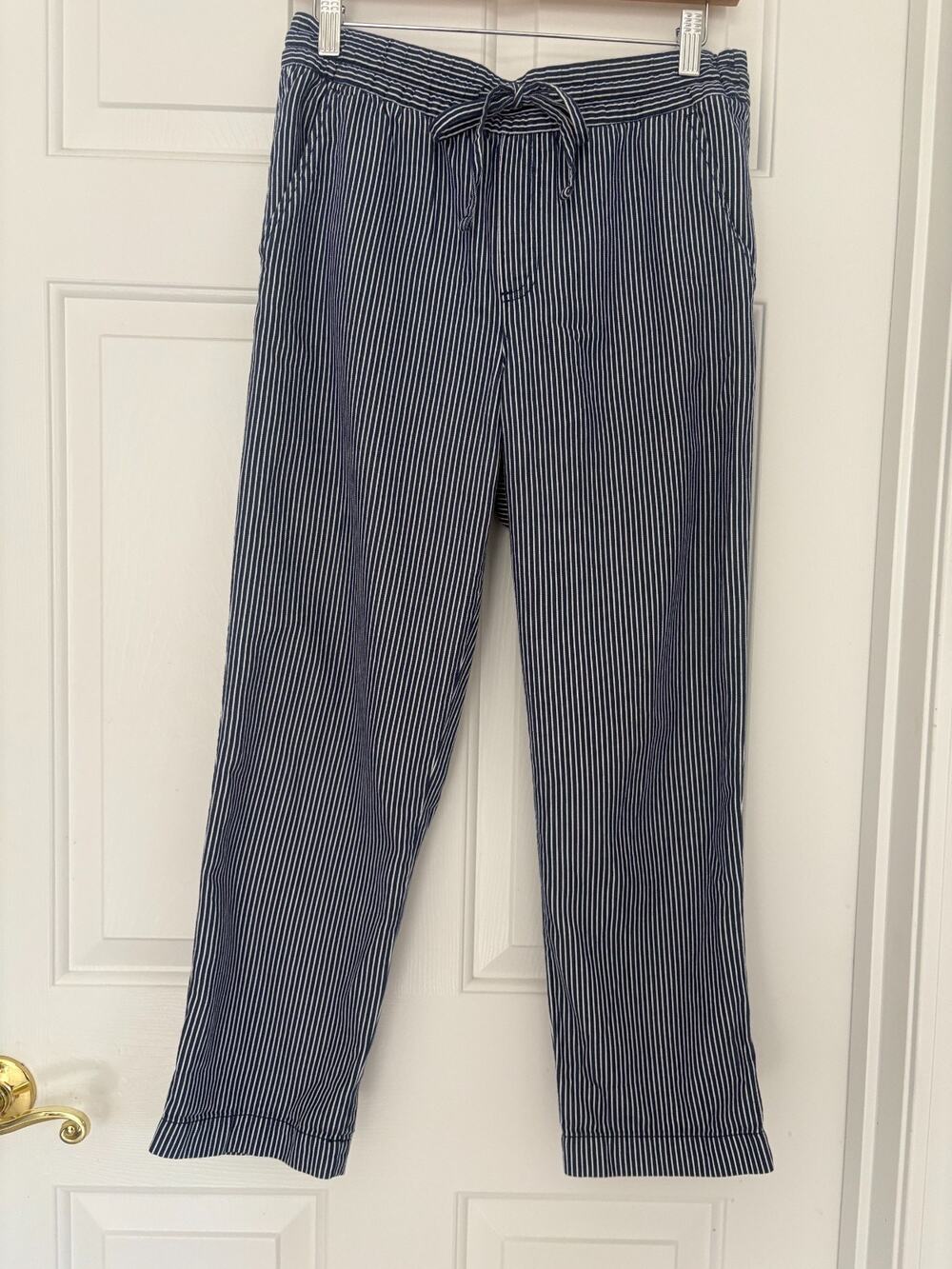 Gap Easy Pant Navy Stripe Pull On Elastic Waist Coastal Beach Lounge Small 2-8